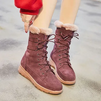 

botines mujer Shoes Women Winter Style Warm Martin Boots Women's with Fur Boots Short Boots Women's Flat Top Shoes Plus-sized