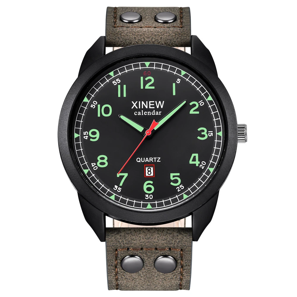 Vintage Men Watches Luxury Brand Leather Strap Simple Calendar Luminous Dial Outdoor Men Quartz Watch Relogio Digital Montre