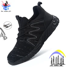 

Safety Shoes Mens Work Outdoor Boots Indestructible Steel Toe Cap Puncture-Proof Work Sneakers Anti-smash Breathable Sneakers