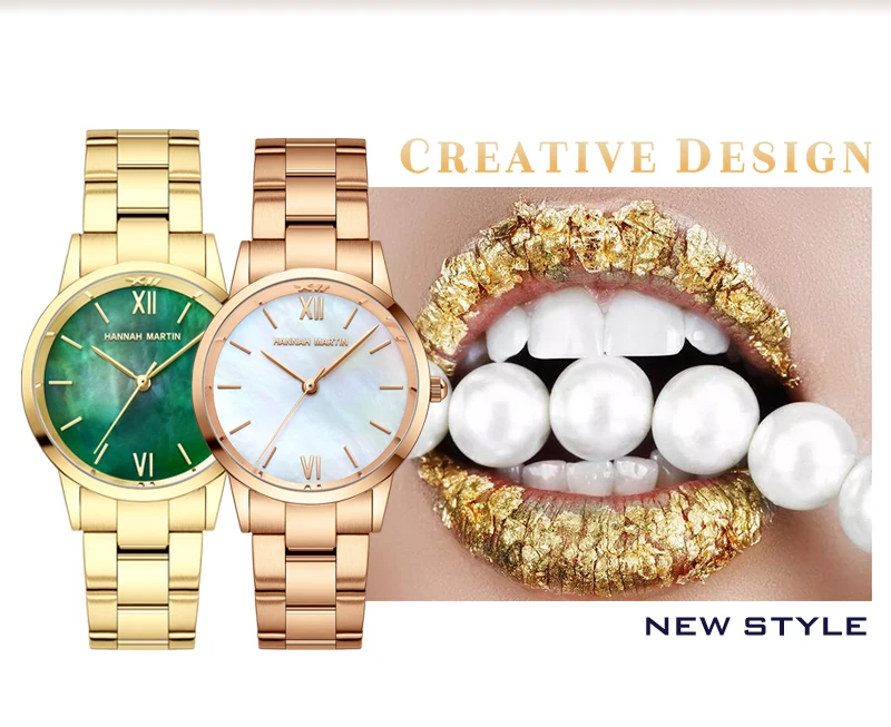 2021 NEW Japan Quartz Pearl Oyster Jade Stone White Shell Waterproof Ladies Full Stainless Steel Classic Wrist Watches for Women