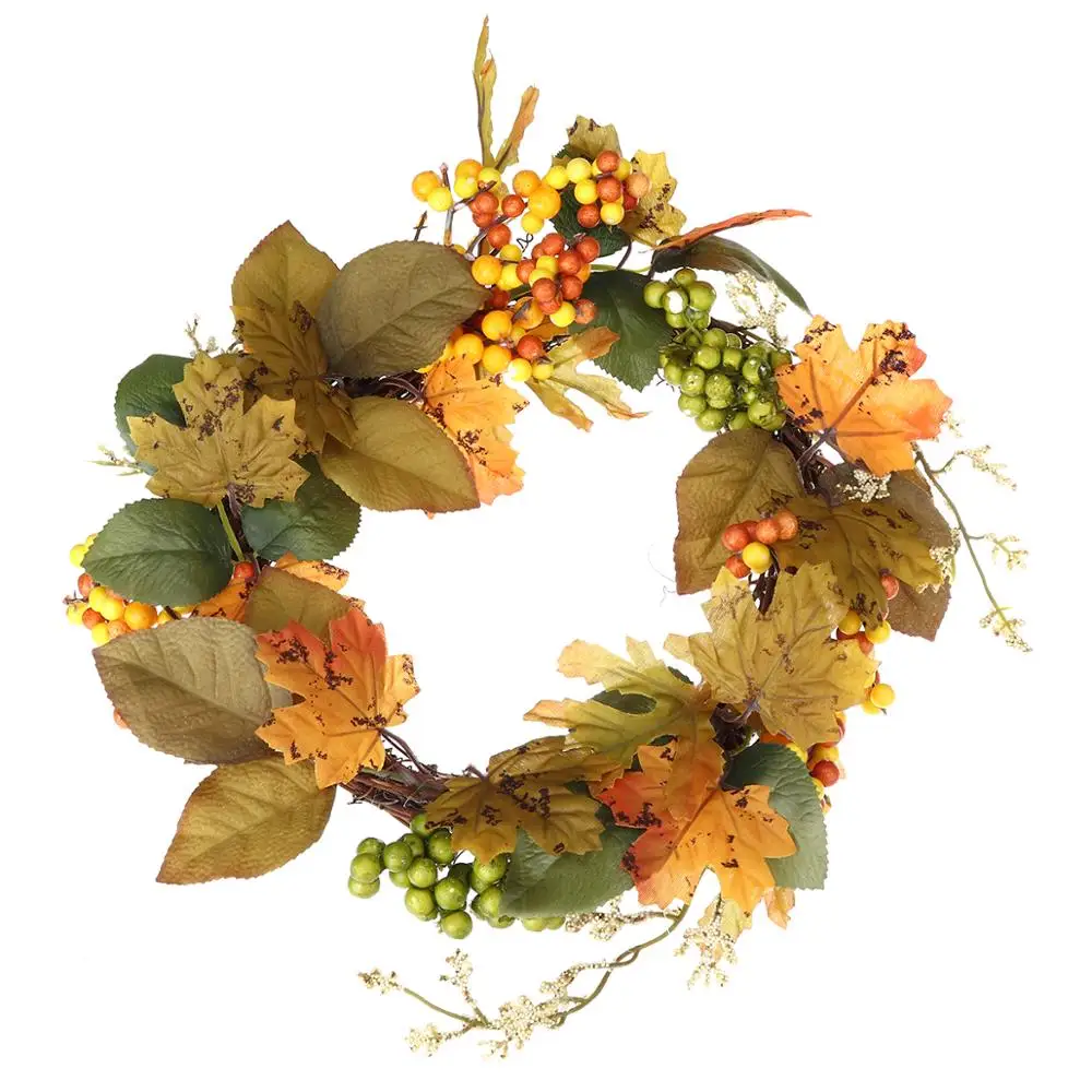 День благодарения Осенний венок кленовый лист листья гирлянда светильник полосы