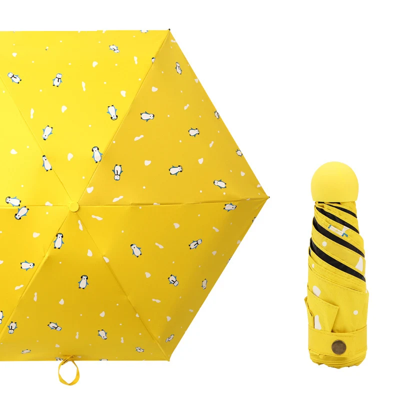Женский мини-зонт складывающийся в карман черное пластиковое покрытие анти-УФ зонтик портативный дорожный Зонт 5 раз непогодный зонт - Цвет: 4