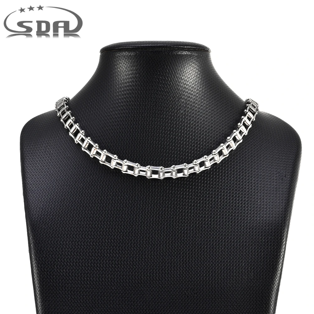 SDA New Fashion Motorcycles Chain  Necklace 7mm*45cm Long Biker Chain Stainless steel cuban Chain Man Woman Neckalce
