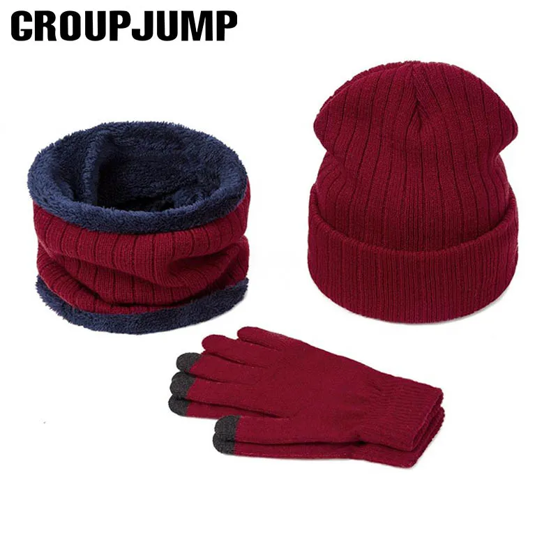 GROUPJUMP женская зимняя шапка шарф и перчатки комплект из 3 предметов Повседневные