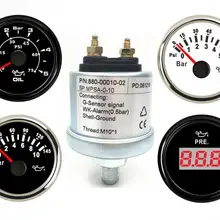 Sensores de pressão do óleo para carro, modificação 0-5bar 0-75psi 52mm, medidores de pressão do óleo 0-10bar 0-145psi para caminhão, barco m10x1, npt1/8