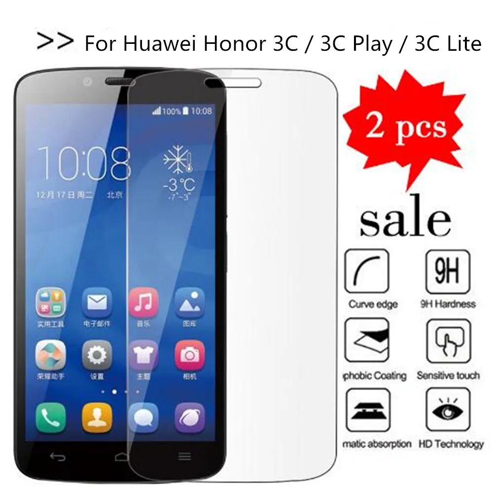 

2PCS Glass For Huawei Honor Holly Screen Protector Tempered Glass For Huawei Honor 3C / 3C Play / 3C Lite Protective Film