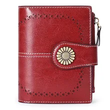 

New Wallet Ladies Short Wallet Korean Version of Wax Leather Coin Purse Fashion Hasp Zipper Purse Card Holder Package