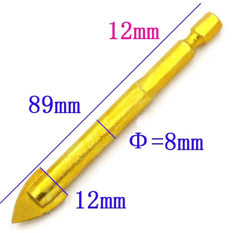 Набор сверл из стекла с титановым покрытием 3 мм 4 мм 5 мм 6 мм 8 мм 10 мм 12 мм с шестигранным хвостовиком для керамической плитки мраморного зеркала и стекла
