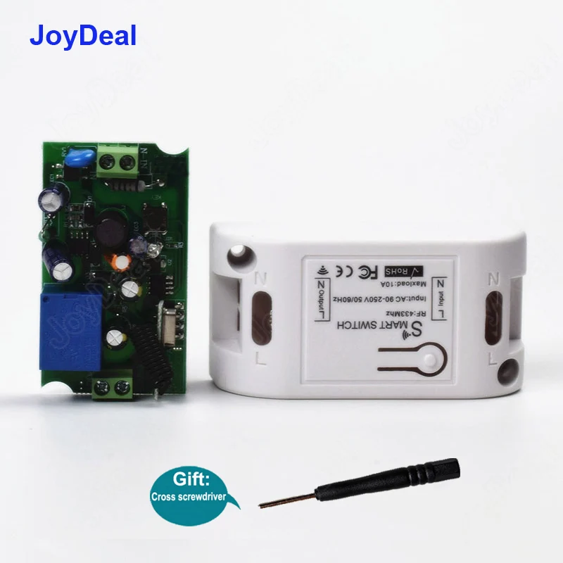 JoyDeal 433 МГц 86 настенная панель беспроводной дистанционный передатчик 2 кнопки липкий RF TX умный дом AC 110V 220V 1CH переключатель дистанционного управления