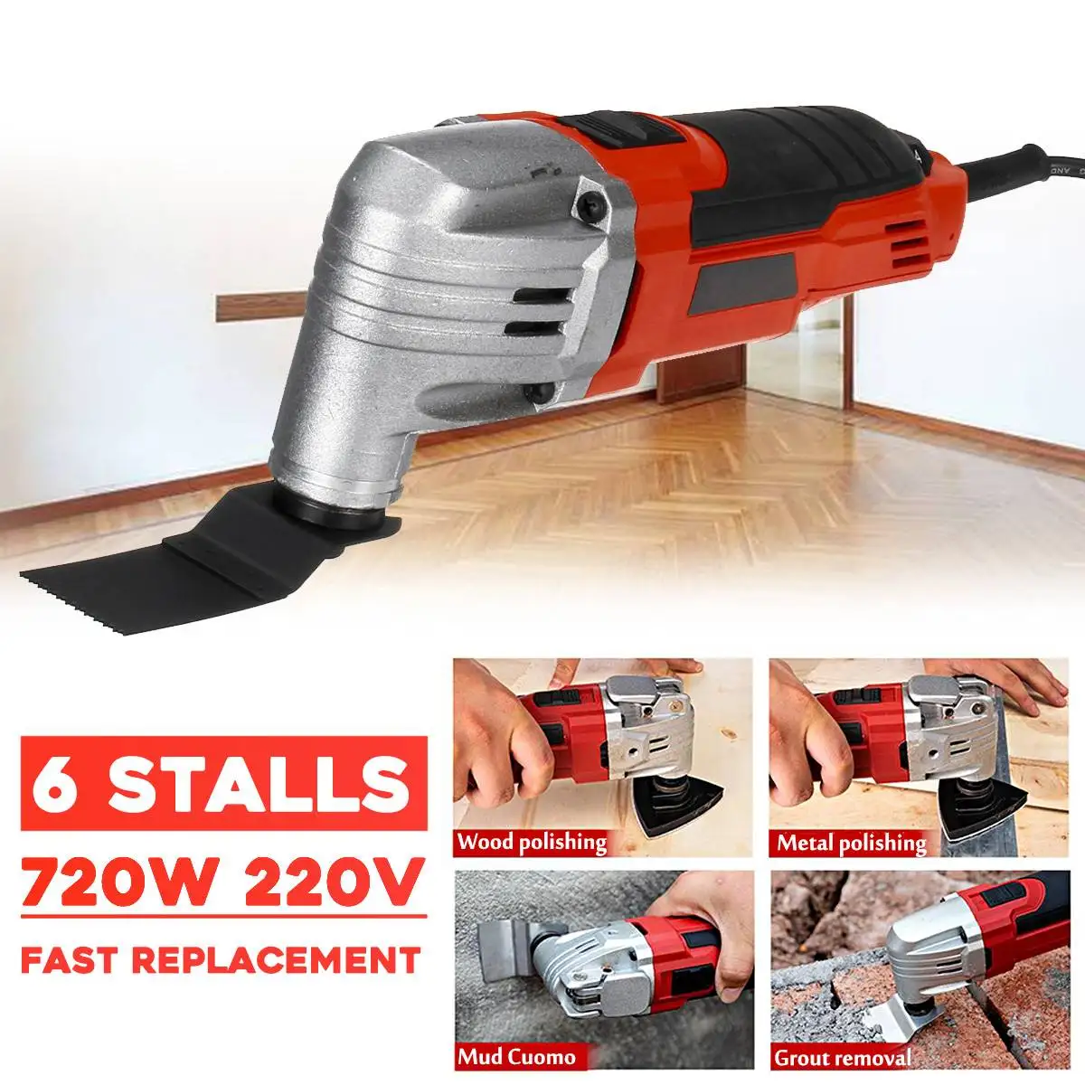 

Drillpro Electric Trimmer 20W 220V 6 Variable Speed Swing Tool Set Cutting Machine Oscillating Multi-Tool Electric Saw