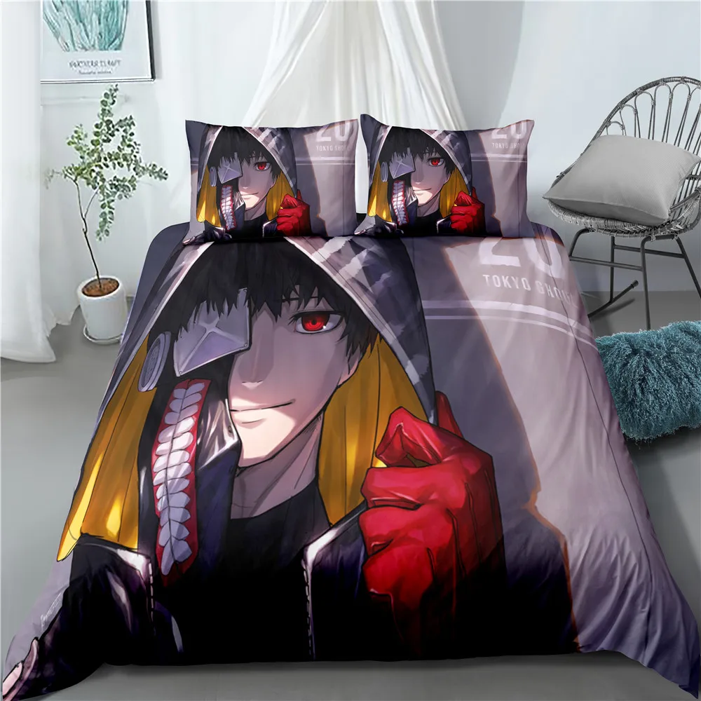 

Anime Character Duvet Cover Set Tokyo Ghoul Kids Gift Bed Linen Set 2/3 Piece with Pillowcase Single Double Queen King