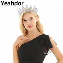 Женские Девушки Кристалл Стразы повязка на голову в форме тиары принцессы Пышное Бальное Платье корона для невесты головные уборы аксессуары для волос