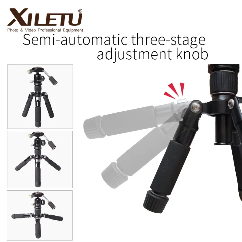 Skup XILETU FM5C MINI aluminiowy stabilny Tabletop statyw teleskopowy i głowica kulowa do aparatu cyfrowego bezlusterkowy aparat inteligentny telefon
