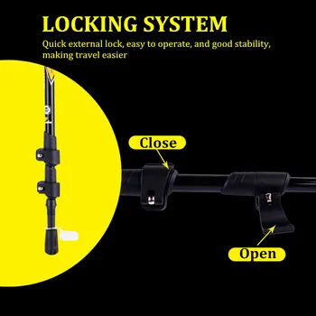 65-135cm Carbon Fiber External Quick Lock Trekking Pole Hiking Collapsible Stick Nordic Walking Stick Shooting Crutch Senderismo 3