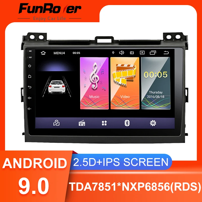 Автомобильный мультимедийный плеер Funrover 2.5D + IPS 2 din android 9 0 навигация GPS для Toyota LAND
