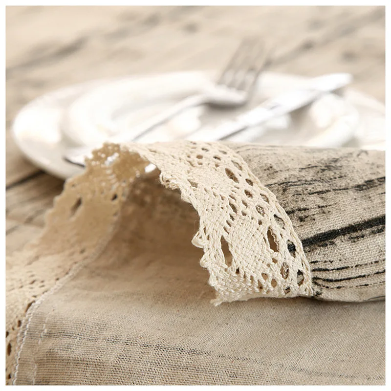 Linen and lace coffe table Imitation bark wood grain tablecloth table cloth Outdoor mantel Table Cover home kitchen Decrotion