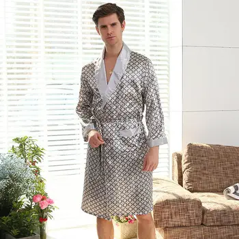 

Mens Satin Silk Summer Thin Section Pajamas Kimono Bathrobe Robe Dressing Gown Long Sleeve Pajamas Plus Size