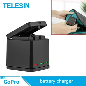 

TELESIN 3 Slots Multi-function Battery Charger Charging Storage Case Charging Box For Gopro Hero 8 7 6 5 3 Black Accessories