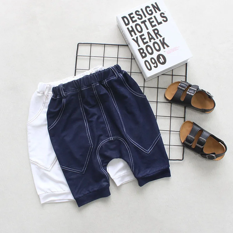 Летние штаны-шаровары для мальчиков детская одежда трикотажные джинсы с большими карманами свободные капри брюки сагги суб