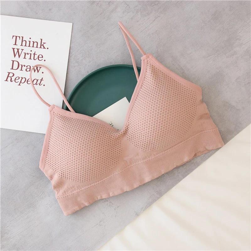 Women's Cotton Underwear Tube Tops Sexy Solid Color Top Fashion Sports Comfort Tank Up Girl Sling Push Up Bra Female Lingerie