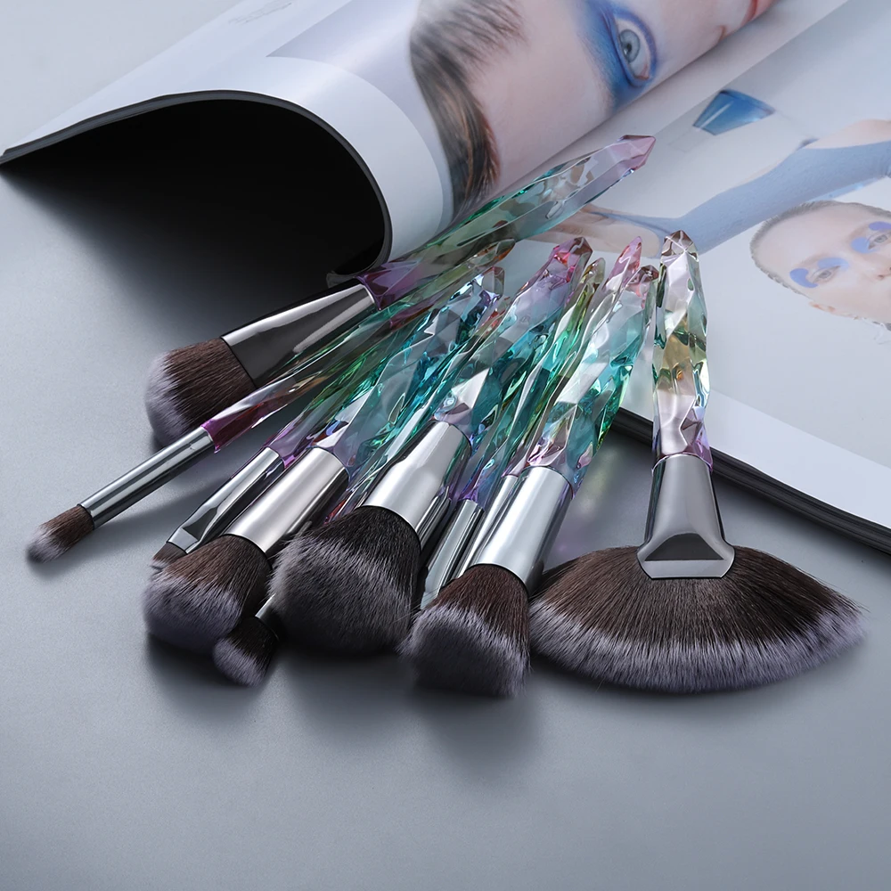 10pcs Crystal Makeup Brushes Set Beauty Foundation Eyebrow Eyeshadow Brush Brochas Maquillaje Pinceis De Maquiagem Profesional | Красота и
