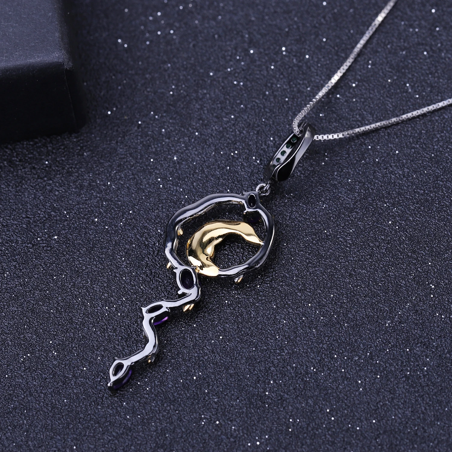 GEM'S BALLET 2.76Ct кольцо с натуральным аметистом серьги кулон наборы 925 пробы серебро Винтаж Спираль полумесяц для женщин комплект ювелирных изделий