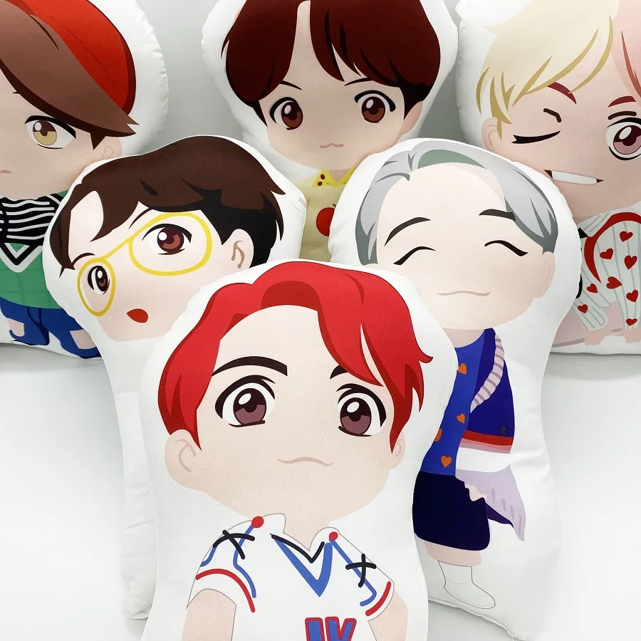 

Kpop Jimin jungkook rm jin suga v jhope painting cartoon figure plush pillow toy Gifts