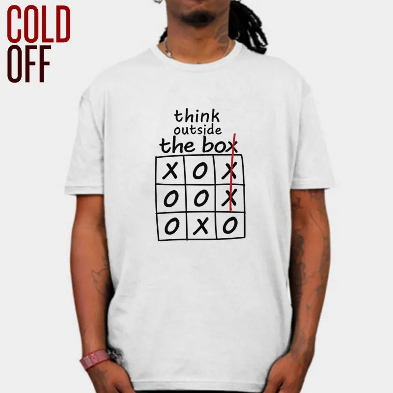 

COLD OFF 100% cotton funny think ourside the box print men T shirt casual short sleeve men tshirt cool t-shirt men tee shirts