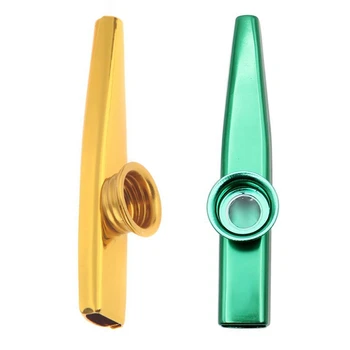 

Dropship-Kazoo Aluminum Alloy Metal With 5 Pcs Gifts Flute Diaphragm For Children Music-Lovers, Gold & Green(2Set)