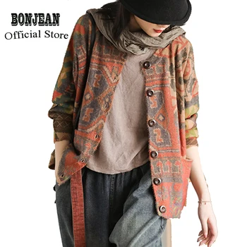 

Women Sweater Faux Mink Fur Cardigan Knit Jacket Outwear Big Loose Print Retro Vintage Fashion for Autumn Spring AZ49213519