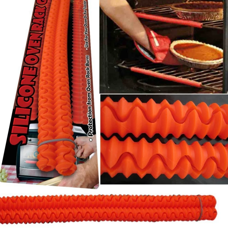 

2PCS/Set Red Silicone Oven Rack Guards Silicone Insulation Clip Strip Protect Edge Guards Avoid Burns Baking Gadget Kitchen Tool