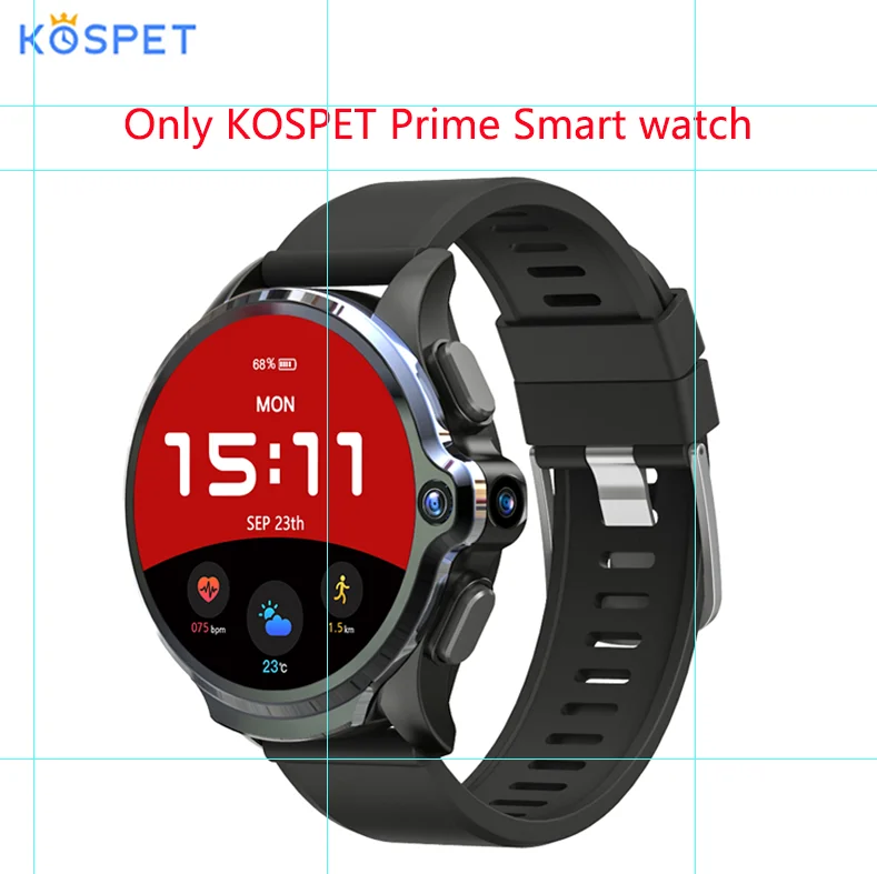 Смарт-часы KOSPET Prime, 4G, телефон, 3 ГБ, 32 ГБ, 1,6 дюймов, экран, двойная камера, 1260 мА/ч, Android, умные часы, Bluetooth, gps, Face ID unclok - Цвет: Black