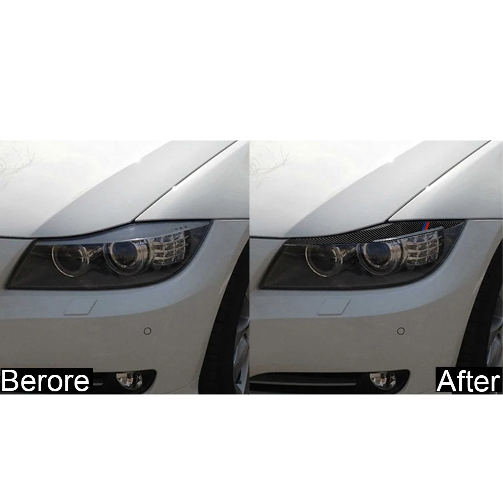 1 пара фар отделка бровей украшения наклейки E90 2009-2012 Черный углеродного волокна наклейка Стиль