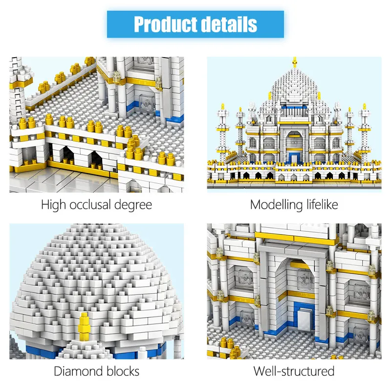 3950 шт. мини блоки Всемирно известная архитектура Тадж-Махал 3D Модели Строительные блоки алмазные кирпичи развивающие игрушки для детей