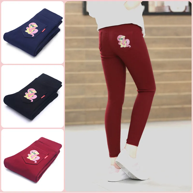 Girls Autumn Winter Leggings Kids Pants with Fleece Children Warm Trousers Velvet Thickening Stretchy Leggings for Girls