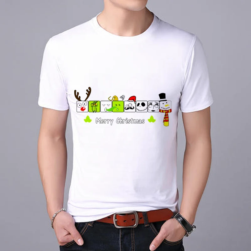 Showtly, модная футболка, Мужская футболка с короткими рукавами и рисунком Санта Клауса, Рождественская футболка, хлопковая свободная футболка с круглым вырезом, Мужская футболка - Цвет: XMT1097