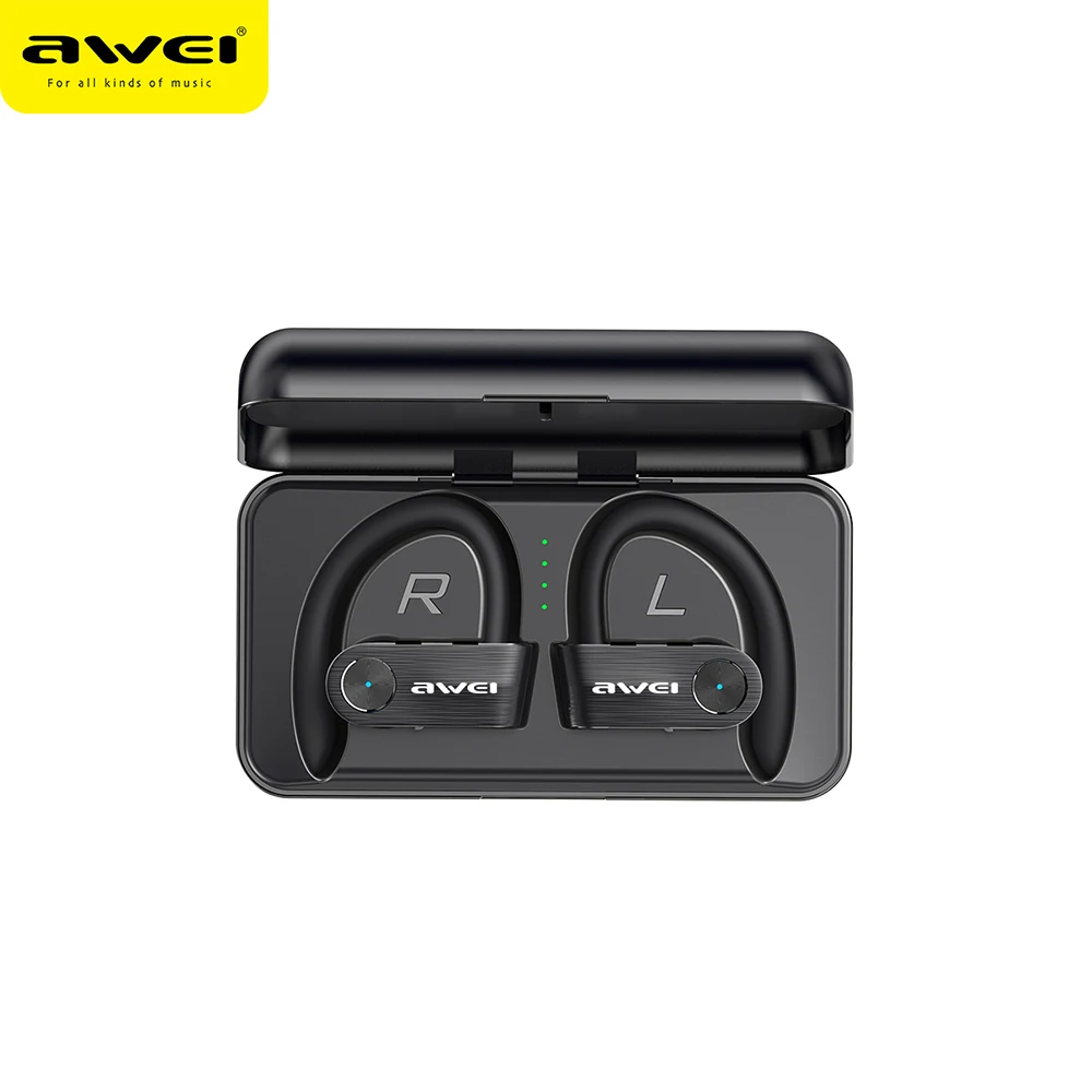 Awei T22 Ear Hook Bluetooth Earphones 1500mAh Charging Case Earbuds Outdoor TWS Headphone for Phone