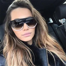 Модные плоские солнечные очки, пластиковые великолепные черные розовые очки, большие женские солнцезащитные очки, UV400, дизайнерские оттенки, роскошный бренд Lentes