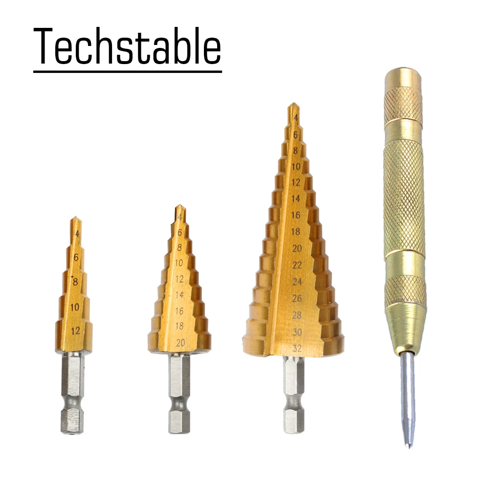 4-32mm 15 Steps Cone Drill Titanium Bit Hole Cutter for Steel Brass Wood 
