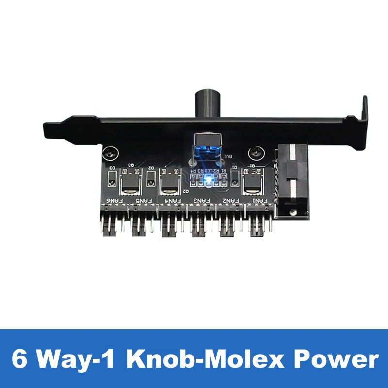 Контроллер скорости вентилятора PCI, 12V Molex 4pin или SATA Powered 6 8 fan Hub, PWM 4 pin cpu Радиатор 3pin чехол кулер контроль температуры - Цвет: 6CH 1 Control-Molex