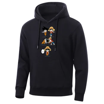 

Funny Cartoon Luffy Kakarot Hoodie Men Synthesis Super Luffy Sweatshirt Man Casual Fleece Streetwear Fashion Keep Warm Hoodies