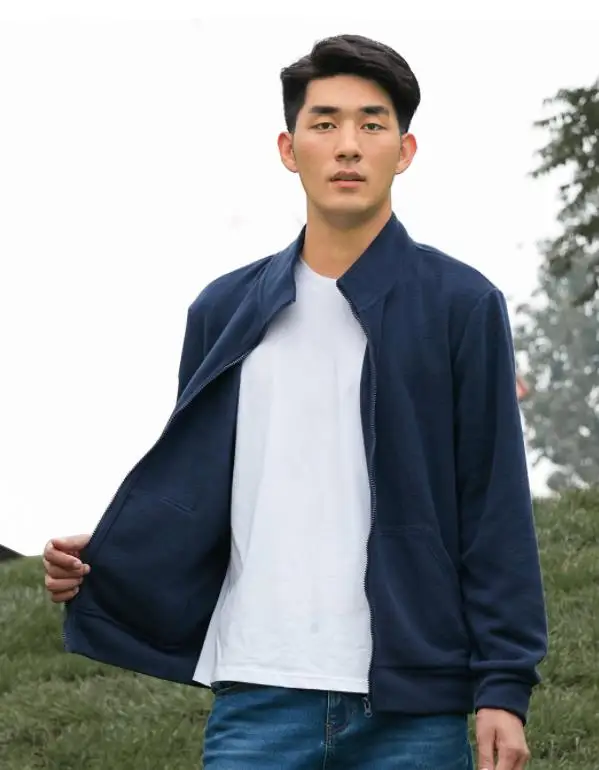 3 цвета xiaomi youpin флисовый свитер на молнии плюшевая мужская куртка осенняя и зимняя повседневная куртка на молнии умный дом - Цвет: blue L