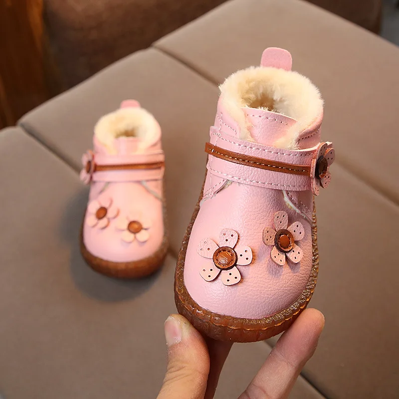 Children's Cotton Shoes Baby Shoes Baby Cotton Shoes Soft Bottom Non-slip Winter Warm Plus Velvet Toddler Cotton Shoes