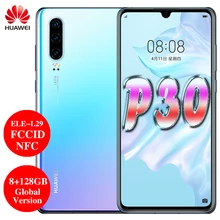 Huawei P30 глобальная версия ELE-L29 FCCID 8 ГБ 128G мобильный телефон с двумя sim-картами Kirin 980 Octa Core 6,1 дюймов Android 9,0 NFC 3650 мАч 32 МП