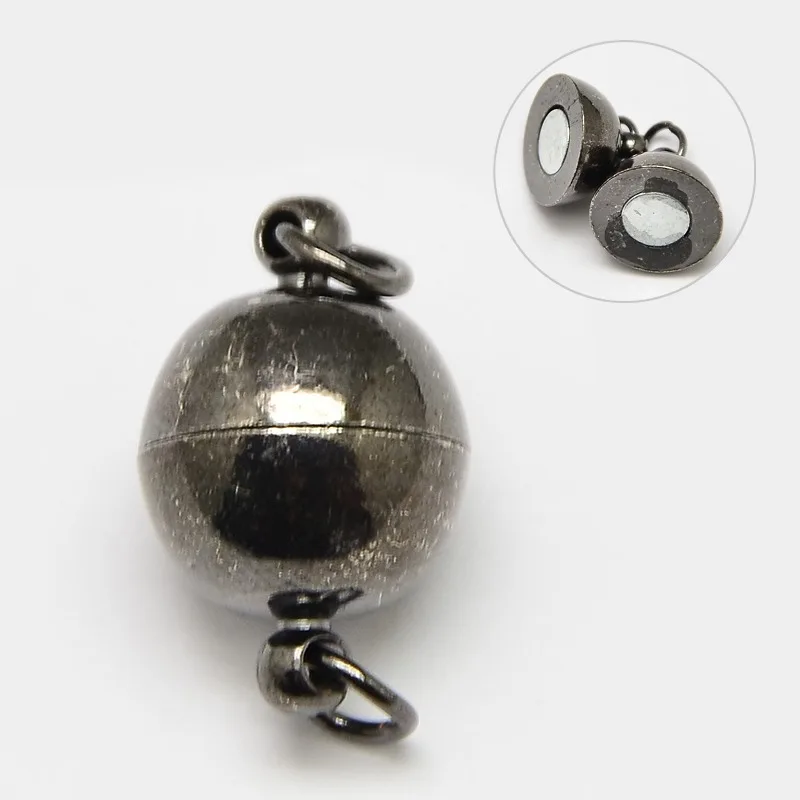 50 набор латунные Магнитные застежки круглые, серебряные, 14x8 мм, отверстие: 2 мм - Цвет: Gunmetal