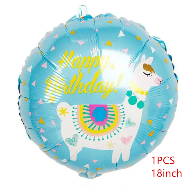 Llama День Рождения украшения мультфильм животных фольга гелий шар Альпака кактус торт Топпер бумажный баннер подарочные пакеты - Цвет: Balloons 1pcs