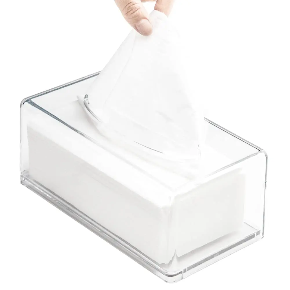 Acrylic Clear Tissue Box Cover Rectangle Napkin Paper Holder Organizer Car Home 