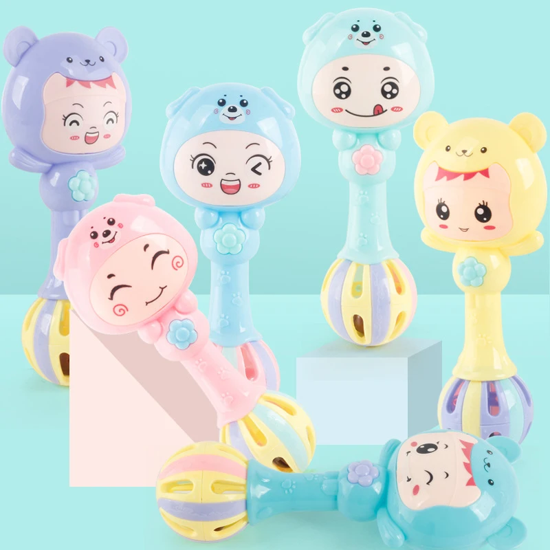 1pcs Baby Boy Girls Cute Cartoon Rattles Infant Handheld Hand Bell Kids ABS Toy 3