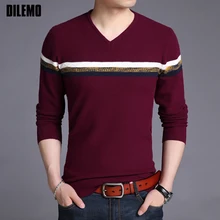 Новинка, модный брендовый мужской свитер, пуловер, Приталенный джемпер, вязанный шерстяной свитер с v-образным вырезом, осенняя повседневная мужская одежда в Корейском стиле