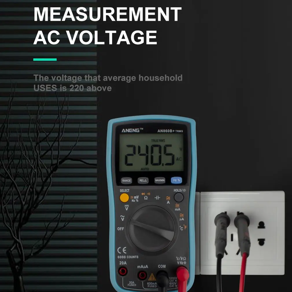 ANENG AN860B+ цифровой ЖК-мультиметр AC/DC Вольтметр Амперметр Авто Диапазон диодное сопротивление Freq емкость Temp тестер туры RMS